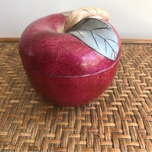 Vintage Lidded Apple Matte Glaze Keepsake Mantel Shelf Box Made in Macau